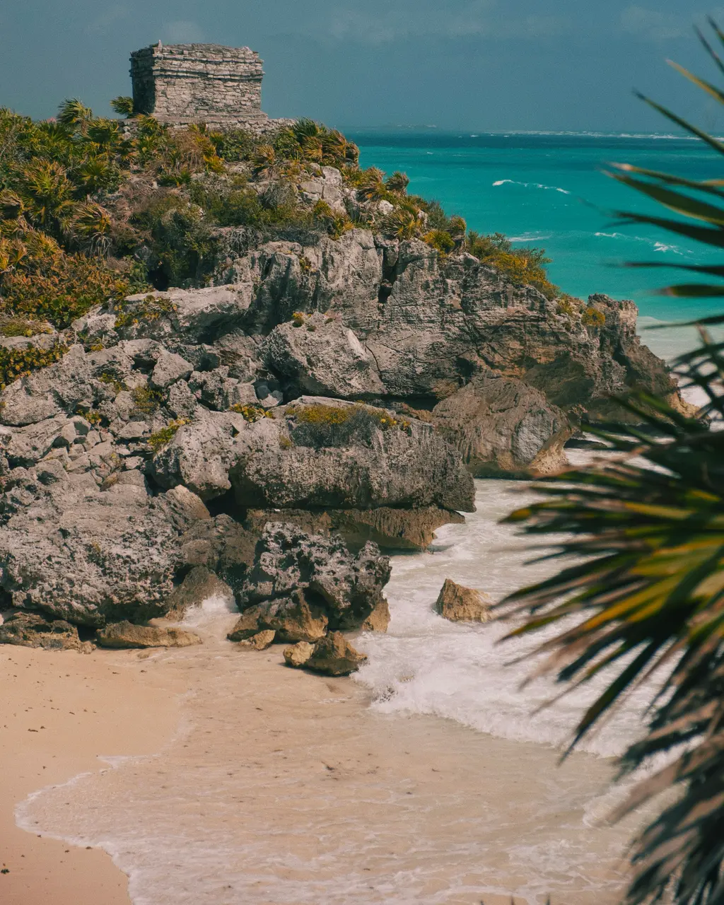 Tulum cliff above the Caribbean Sea